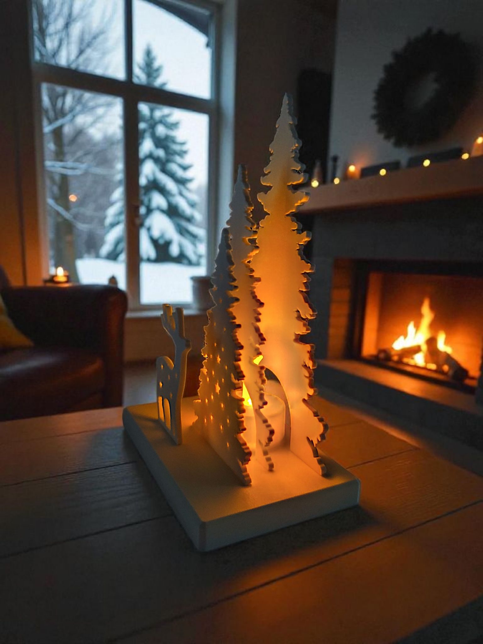 Christmas scene tealight holder